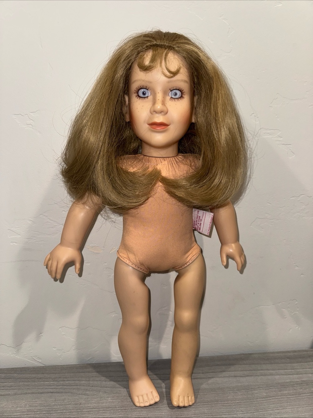 My Twinn 18” Blonde Blue Eyes Bangs Light Skin Freckles Toy Doll 2013 Rare